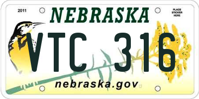 NE license plate VTC316