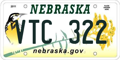 NE license plate VTC322