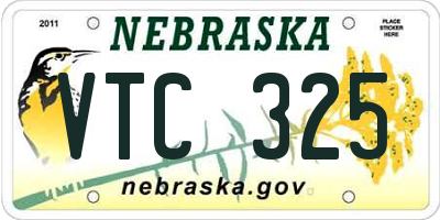 NE license plate VTC325