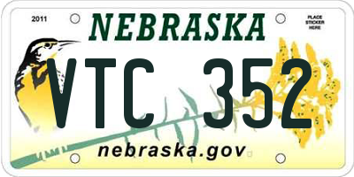 NE license plate VTC352