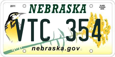 NE license plate VTC354