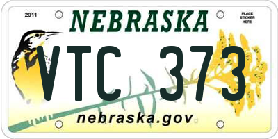 NE license plate VTC373