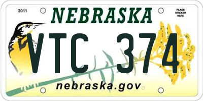 NE license plate VTC374