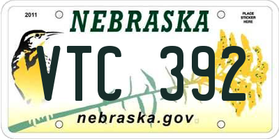 NE license plate VTC392