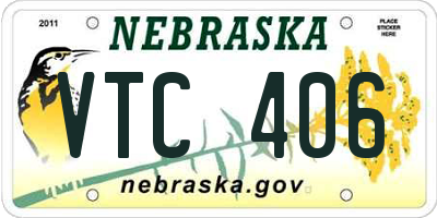 NE license plate VTC406