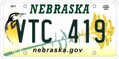 NE license plate VTC419