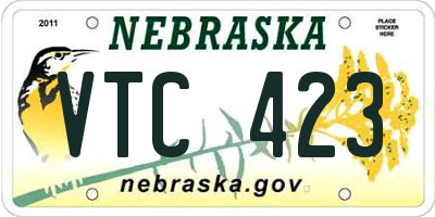 NE license plate VTC423
