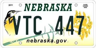 NE license plate VTC447