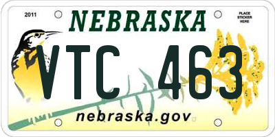NE license plate VTC463