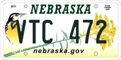 NE license plate VTC472