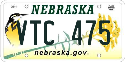 NE license plate VTC475
