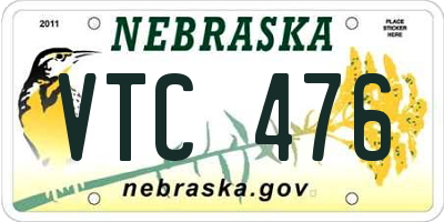 NE license plate VTC476