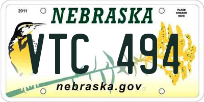 NE license plate VTC494
