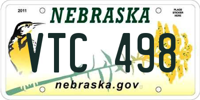 NE license plate VTC498