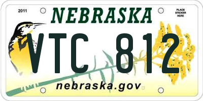 NE license plate VTC812