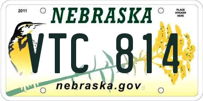 NE license plate VTC814