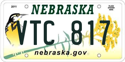 NE license plate VTC817