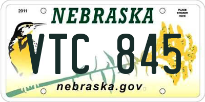 NE license plate VTC845