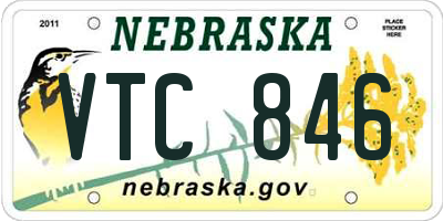 NE license plate VTC846