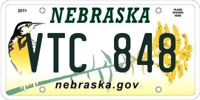 NE license plate VTC848