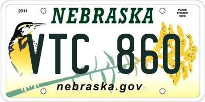 NE license plate VTC860