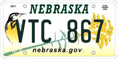 NE license plate VTC867