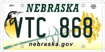 NE license plate VTC868