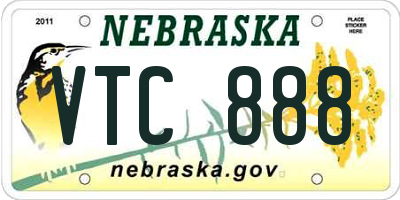 NE license plate VTC888