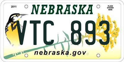 NE license plate VTC893