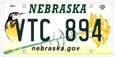 NE license plate VTC894