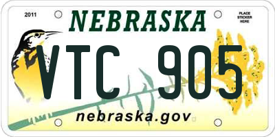NE license plate VTC905