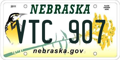 NE license plate VTC907