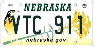 NE license plate VTC911