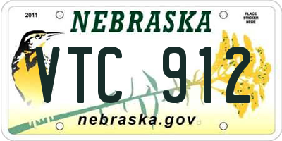 NE license plate VTC912