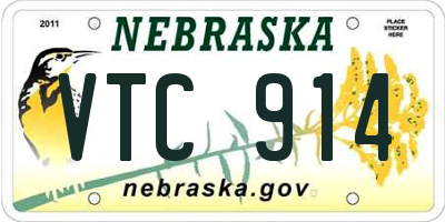NE license plate VTC914