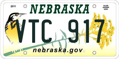 NE license plate VTC917