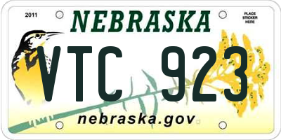 NE license plate VTC923