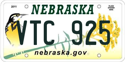 NE license plate VTC925