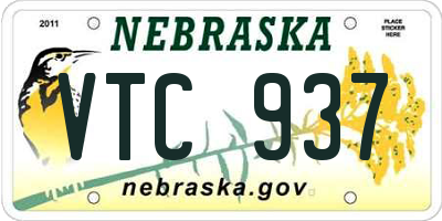NE license plate VTC937