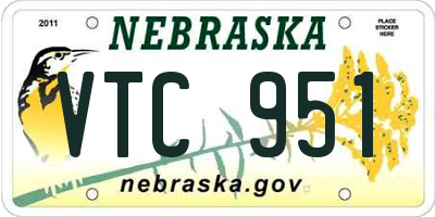 NE license plate VTC951