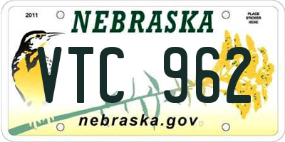 NE license plate VTC962