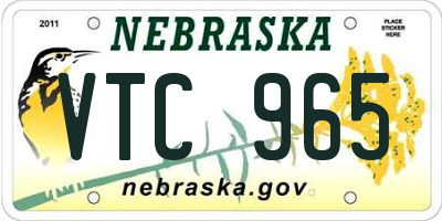NE license plate VTC965
