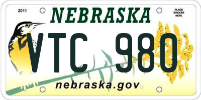NE license plate VTC980
