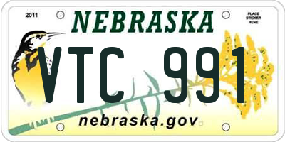 NE license plate VTC991