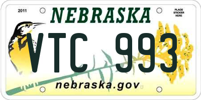 NE license plate VTC993