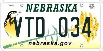 NE license plate VTD034