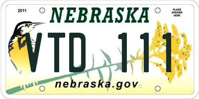 NE license plate VTD111