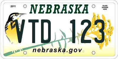 NE license plate VTD123