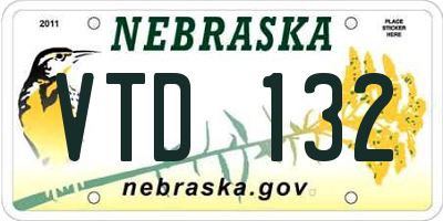 NE license plate VTD132
