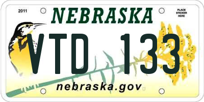 NE license plate VTD133